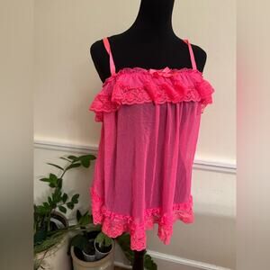 Victoria’s Secret bright PINK Sheer Teddy Lingerie babydoll set‎ L